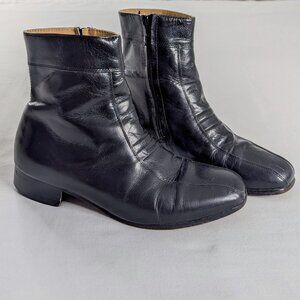 VTG Black Leather Side Zip Beatle Boots